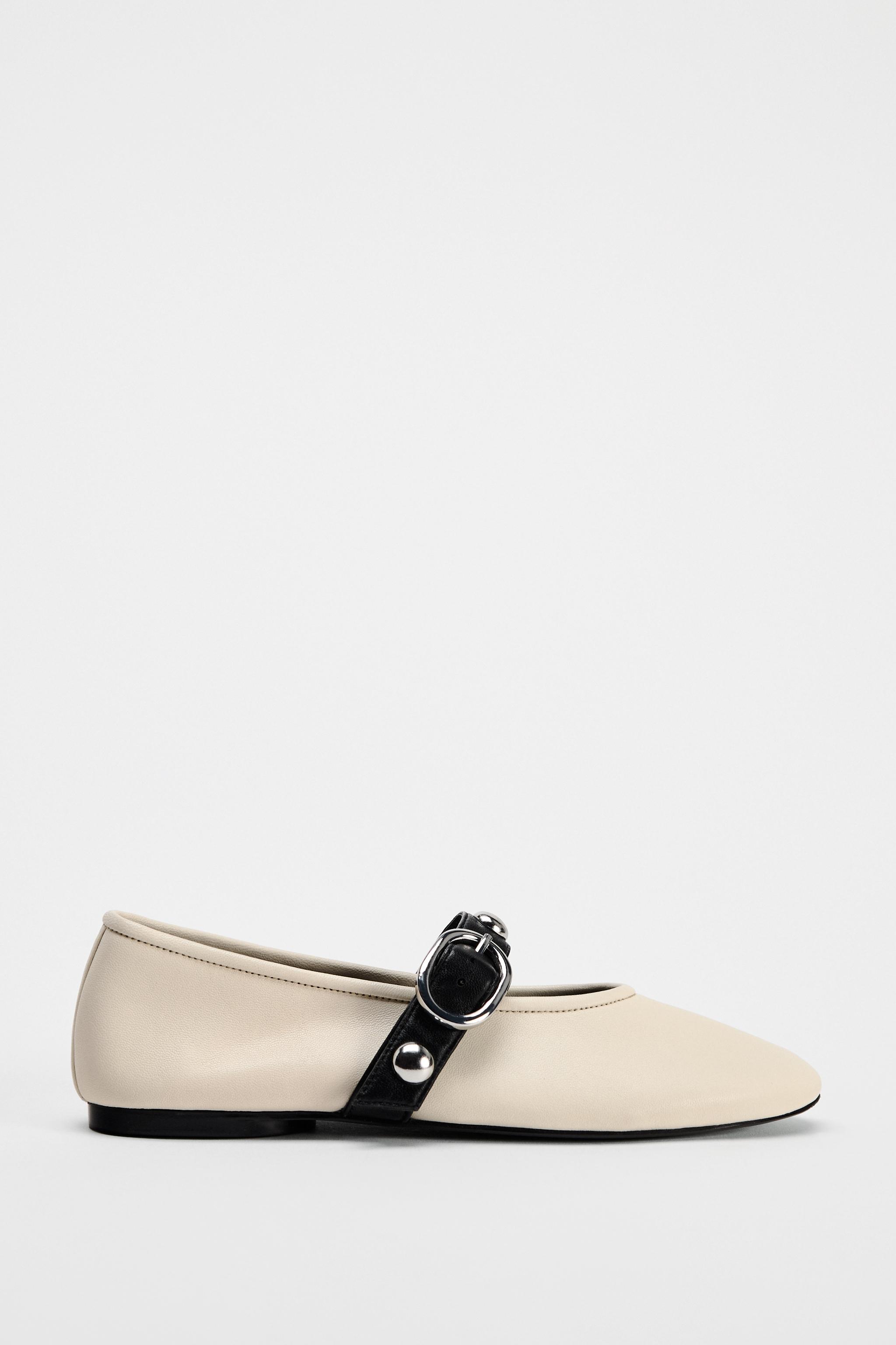 STUDDED LEATHER BALLET FLATS Multi color ZARA Canada