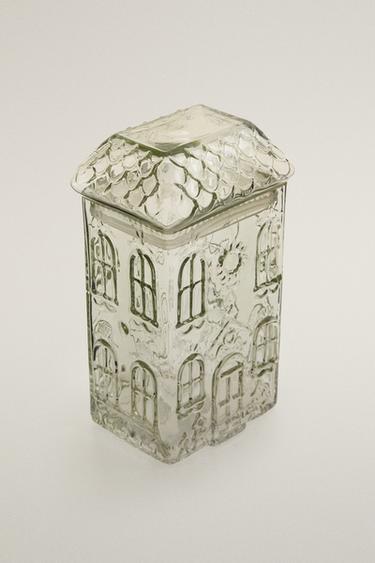 CHRISTMAS HOUSE GLASS COOKIE JAR — Greens 2