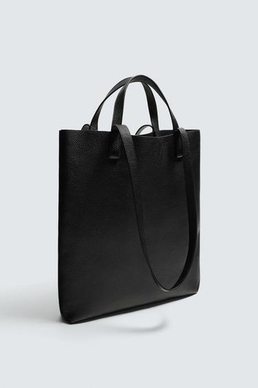 LEATHER TOTE BAG - Black by Zara - Image 4