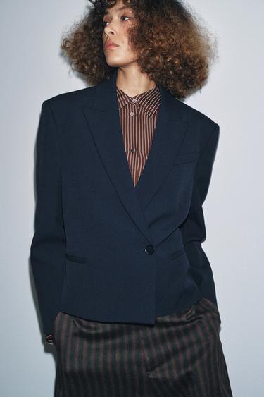 ZW COLLECTION LIMITED EDITION CROPPED BLAZER - Dark navy by Zara