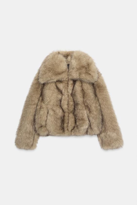 FAUX FUR JACKET - Light beige by Zara - Image 0