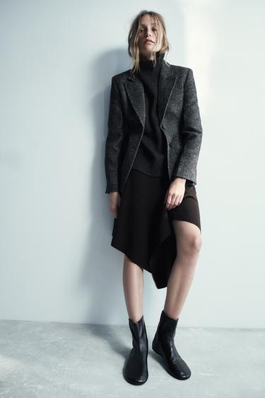 Zara WOOL SWEATER WITH ASYMMETRIC HEM - Dark gray