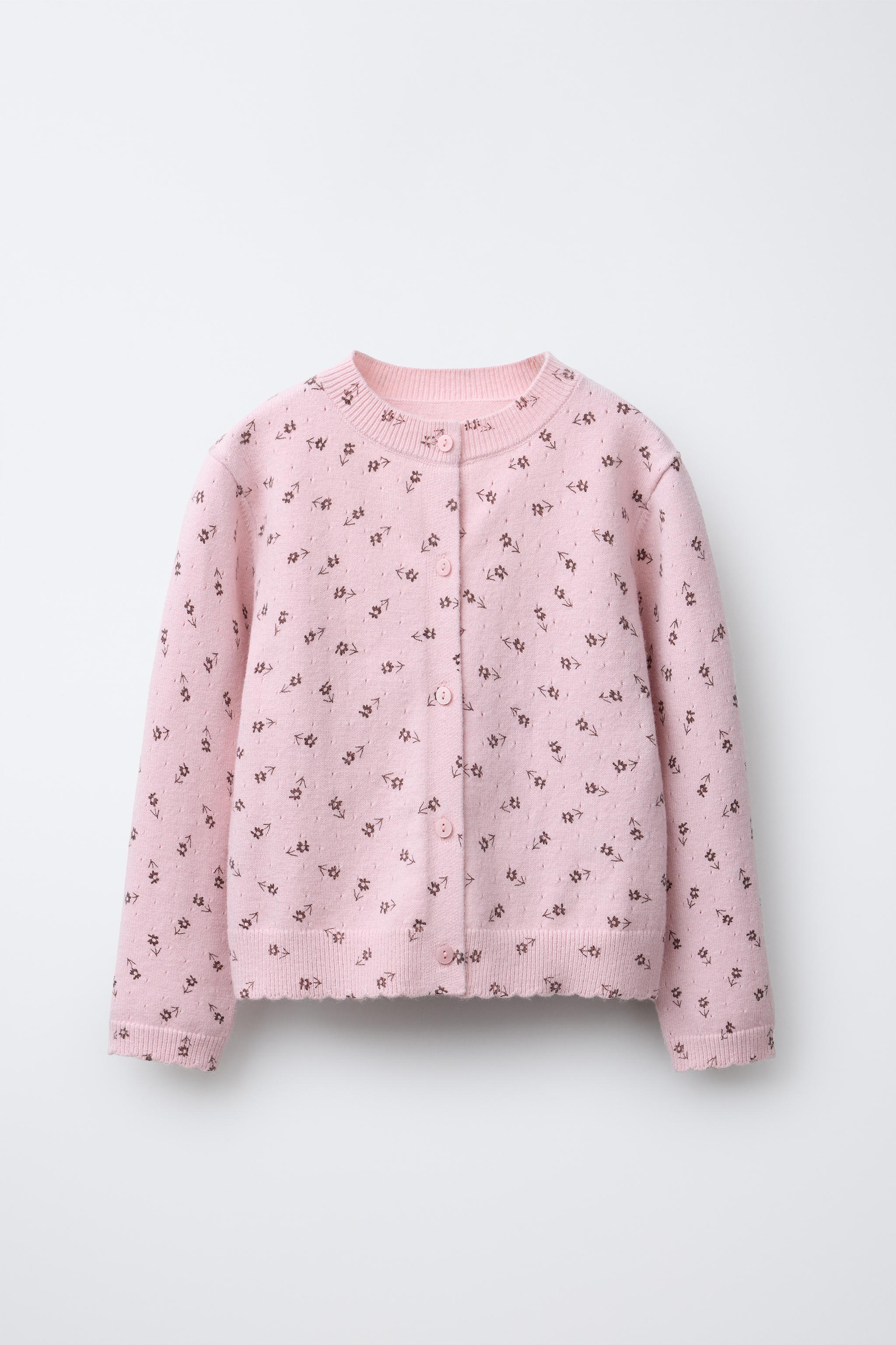 ガーリー フラワーニットカーディガン - ライトピンク | ZARA Japan / 日本