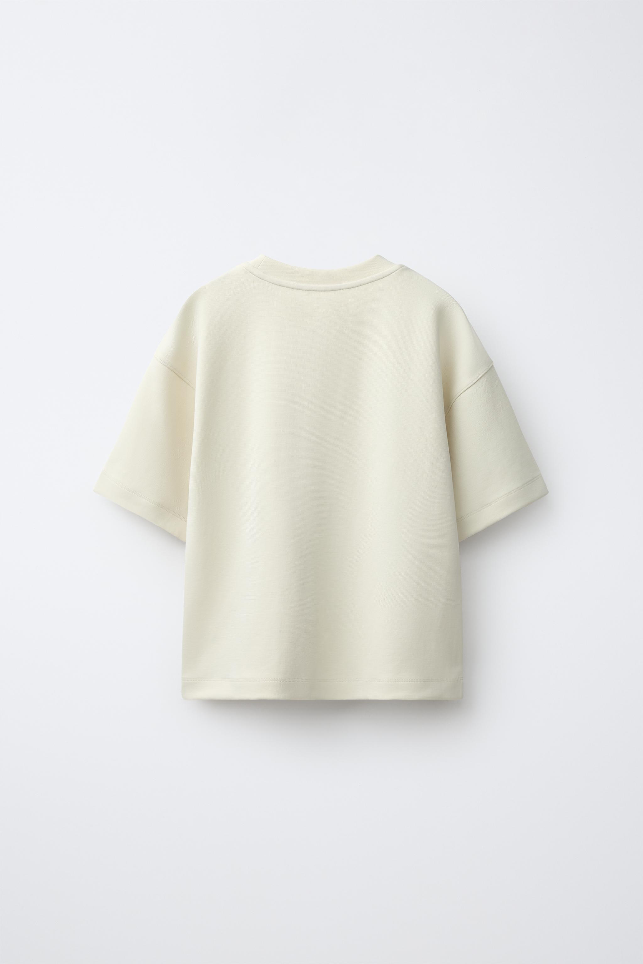 Детские футболки Zara MODAL-BLEND RAISED TEXT T-SHIRT — фото 2