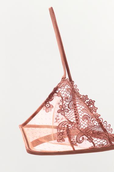 SOUTIEN-GORGE TRIANGLE BRODÉ - Rouge orangé de Zara - Image 5