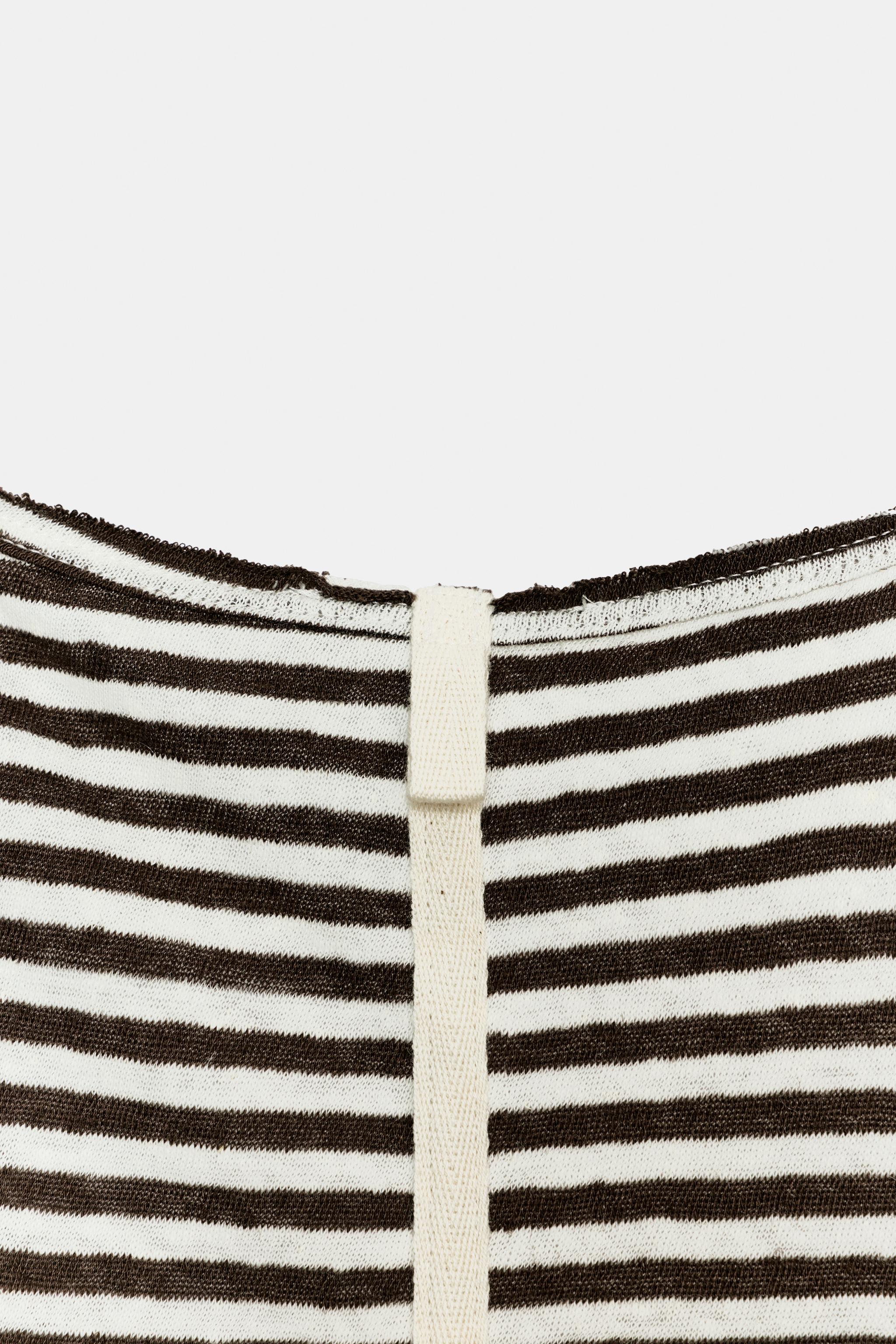 STRIPED COTTON AND LINEN TOP