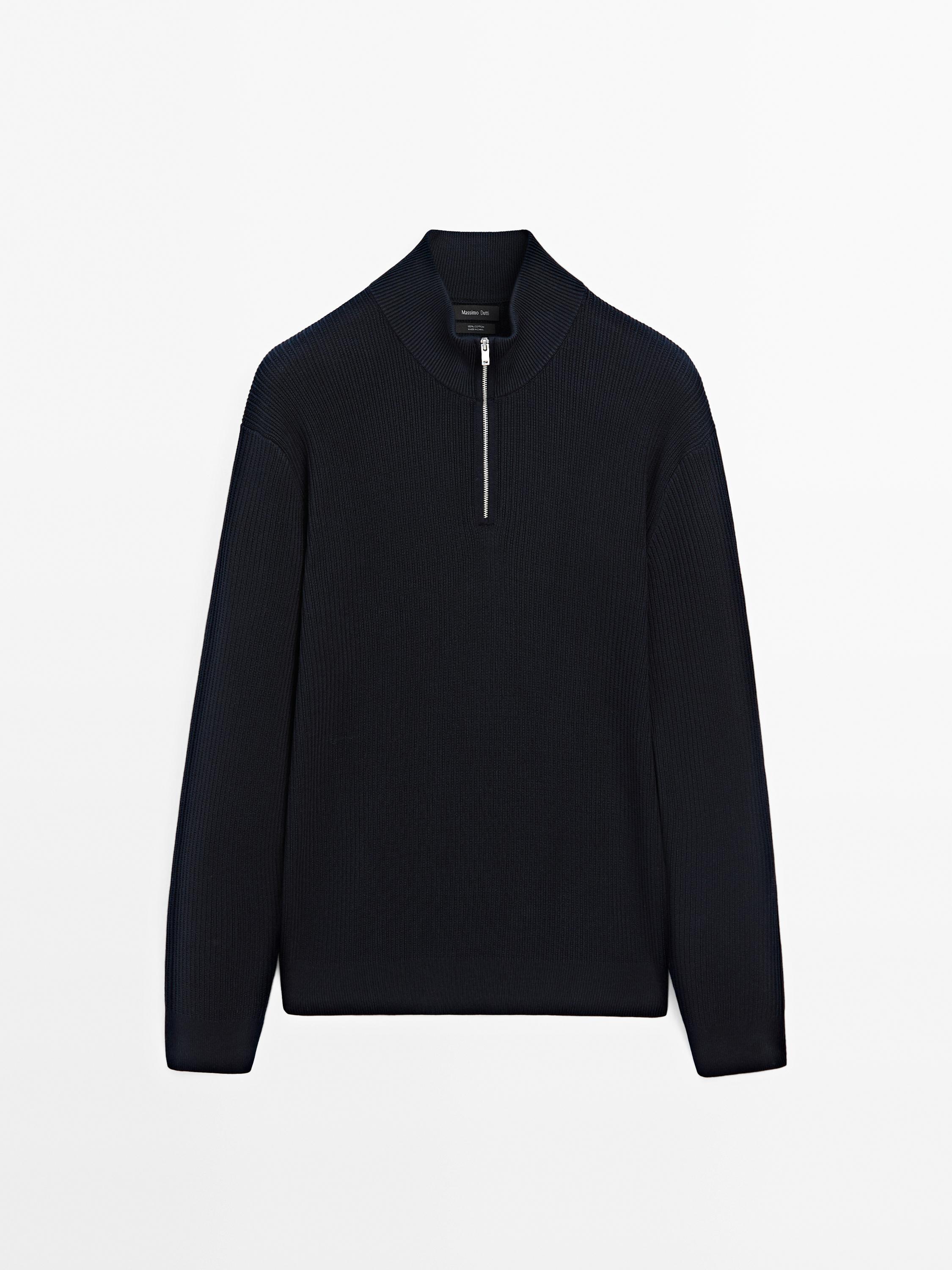 Pull en maille à col camionneur zippé