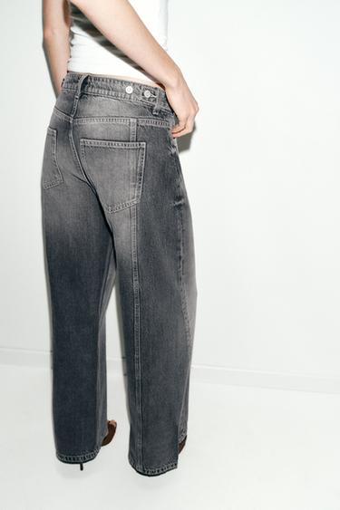 Z1975 WIDE LEG MID-WAIST SEAM JEANS - Grey by Zara - Image 4