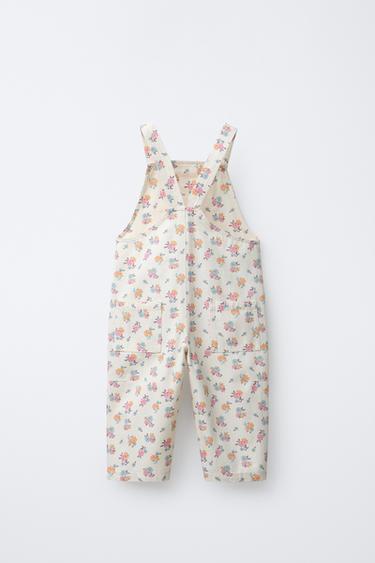 LONG FLORAL DUNGAREES - Ecru by Zara - Image 1