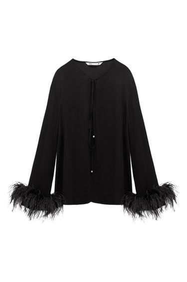 FEATHERED FLOWY BLOUSE