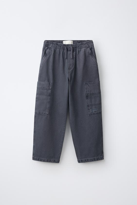 Zara FLUID CARGO PANTS - Blue - Image 0