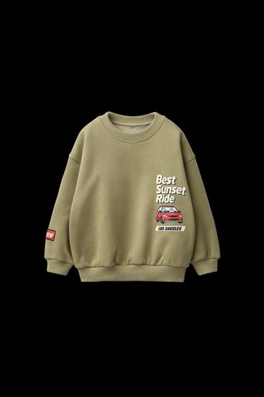 Zara CAR PRINT SWEATSHIRT - Light khaki - Image 0
