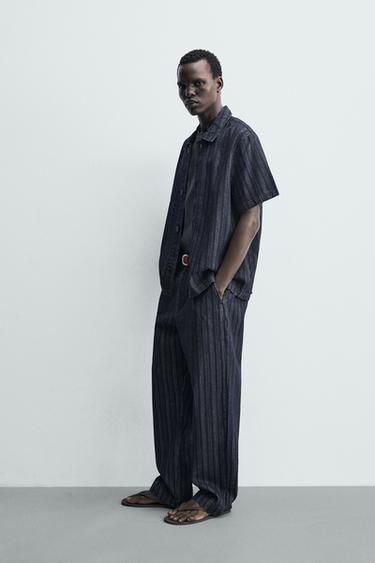 RELAXED FIT STRIPED JACQUARD SHIRT - Blue by Zara - Image 3