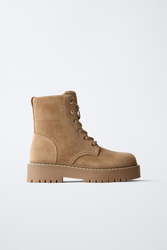 LACE-UP ANKLE BOOTS - Brown by Zara - Image 0