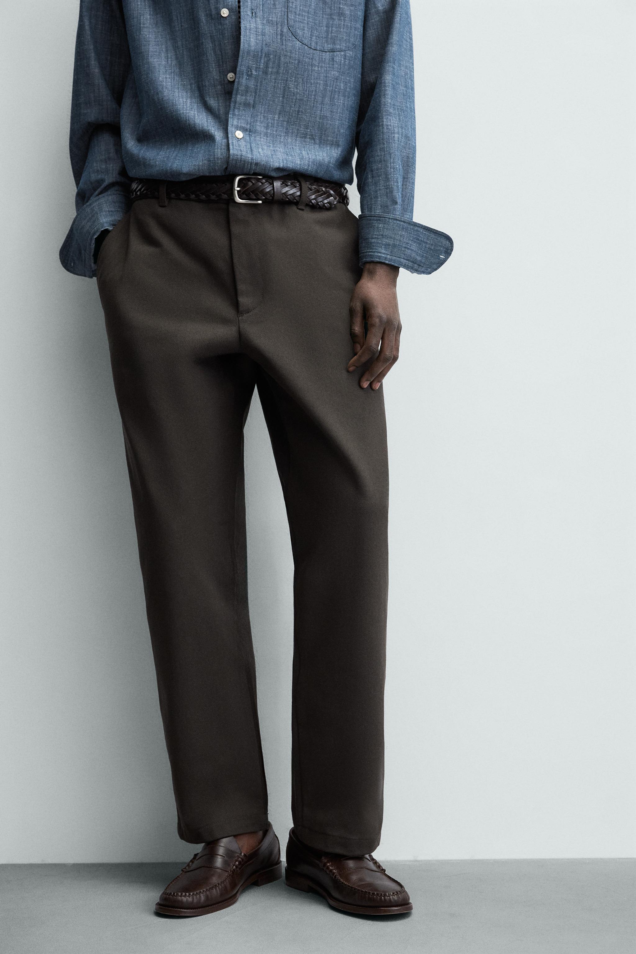 TEXTURED STRAIGHT FIT PANTS