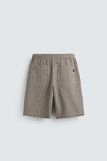 SHORT À CARREAUX TEXTURÉ - Noir de Zara - Image 6