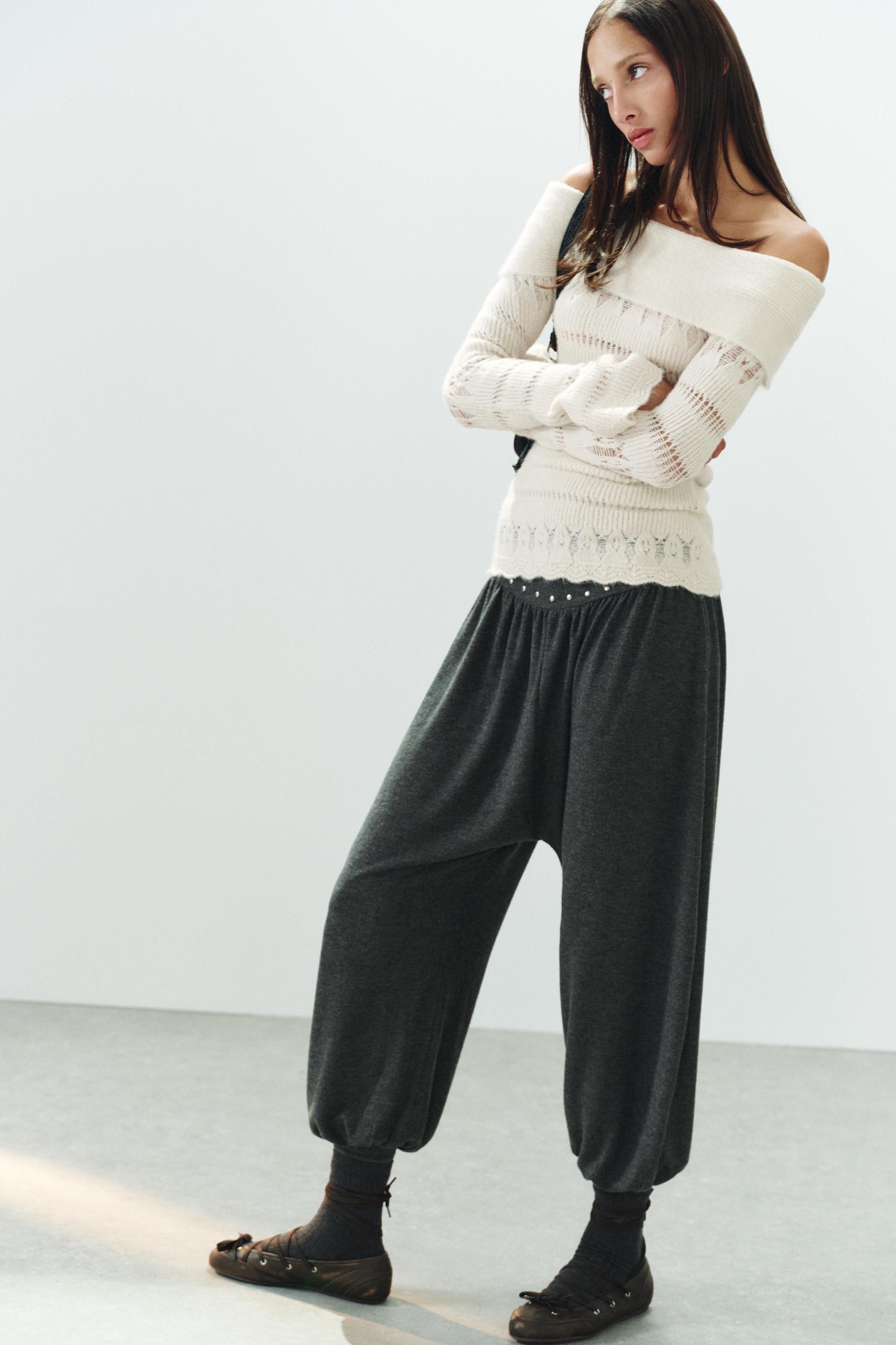 Off-The-Shoulder Openwork Jumper by Zara