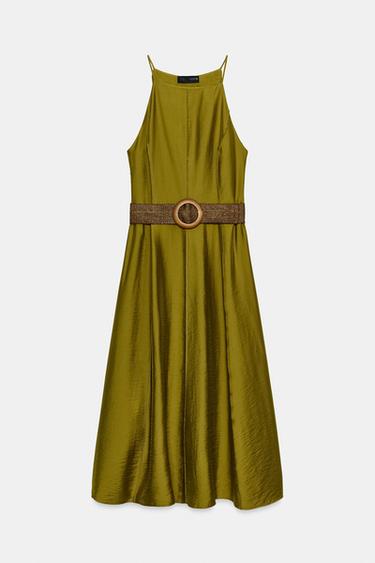 ROBE MI-LONGUE AVEC CEINTURE - Kaki de Zara - Image 8