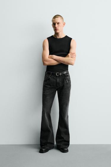 Zara FLARE FIT JEANS - Charcoal - Image 0