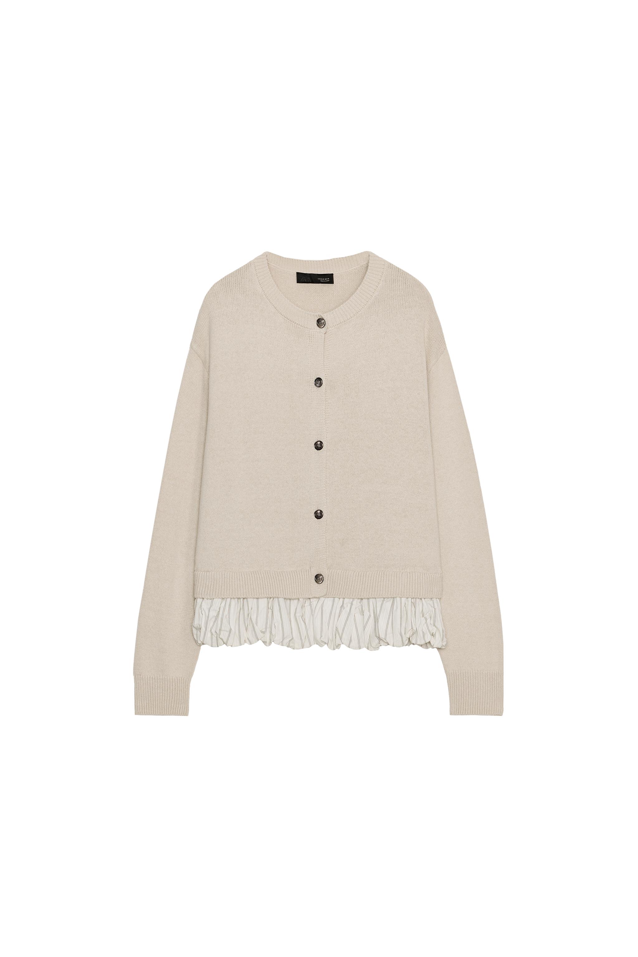 ZARA コントラスト ニットカーディガン コントラストニットカーディガン - ブラウン | ZARA Japan / 日本