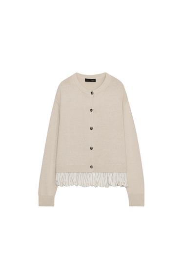 CONTRAST KNIT CARDIGAN - Sand by Zara