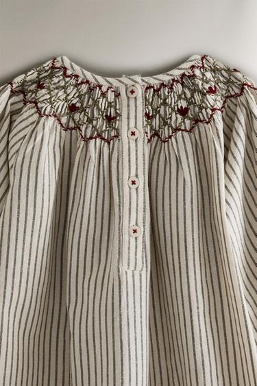 CHILDREN'S STRIPED CHRISTMAS NIGHTDRESS WITH GATHERING - Oyster-white by Zara - Image 3