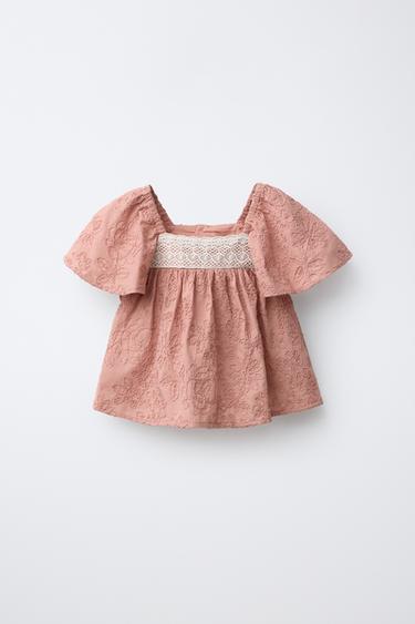 EMBROIDERED LACE FLORAL BLOUSE - Clay by Zara