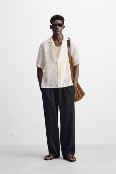 STRIPED JACQUARD SHIRT - Ecru by Zara - Image 0