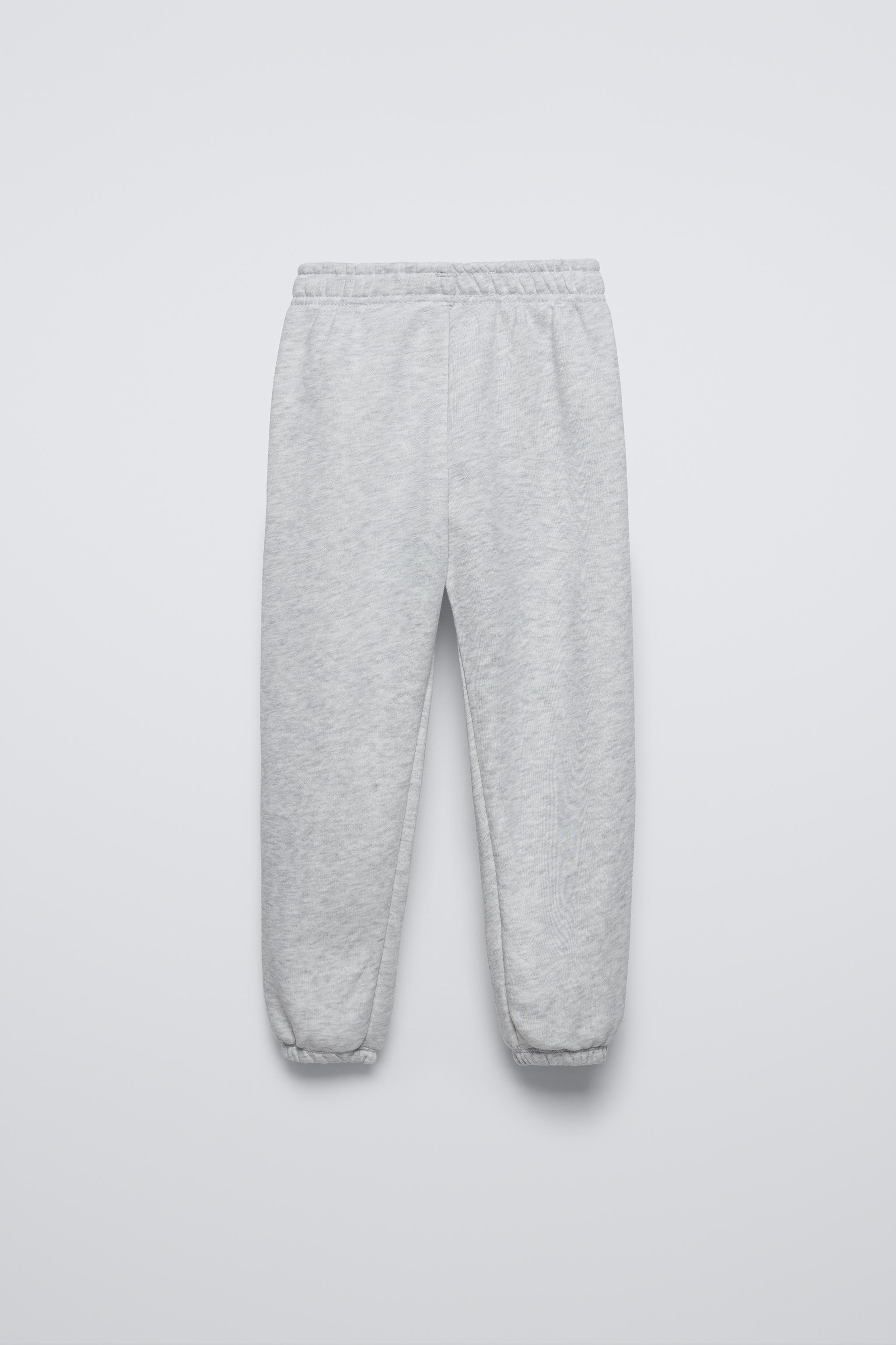 JOGGER TROUSERS WITH FLOCKED SLOGAN Grey marl ZARA UAE Dubai Sharjah Ajman UAQ Fujairah