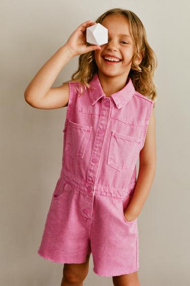 TWILL PLAYSUIT - Fuchsia by Zara