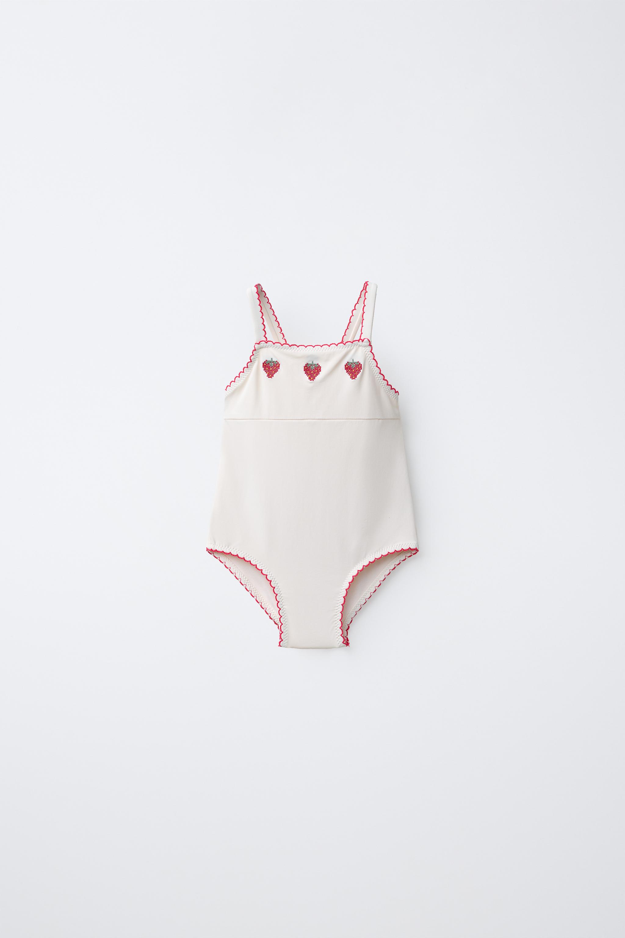 1-6 ANS/ MAILLOT DE BAIN FRAISES BRODÉES