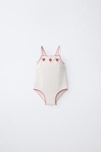 1-6 YEARS / EMBROIDERED STRAWBERRY SWIMSUIT