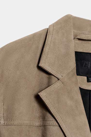 100% LEATHER JACKET WITH BELT - Stone by Zara - Image 9