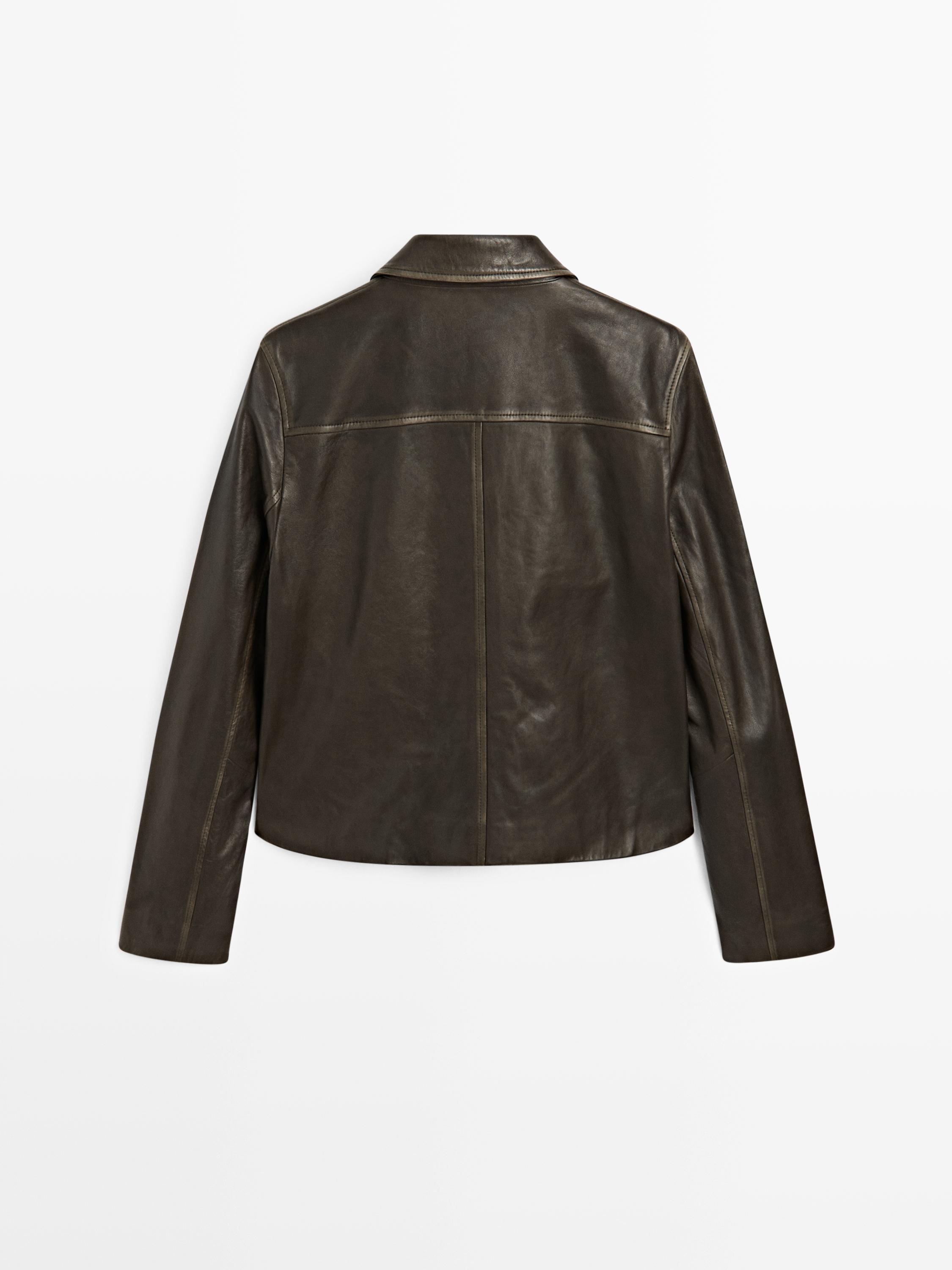 Nappa leather jacket with lapel collar