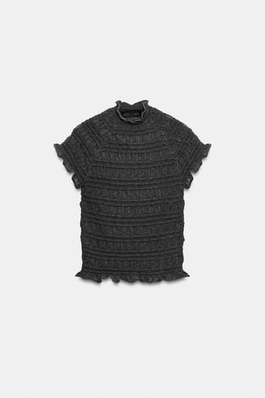 TOP EN MAILLE NID D'ABEILLE - Gris foncé de Zara