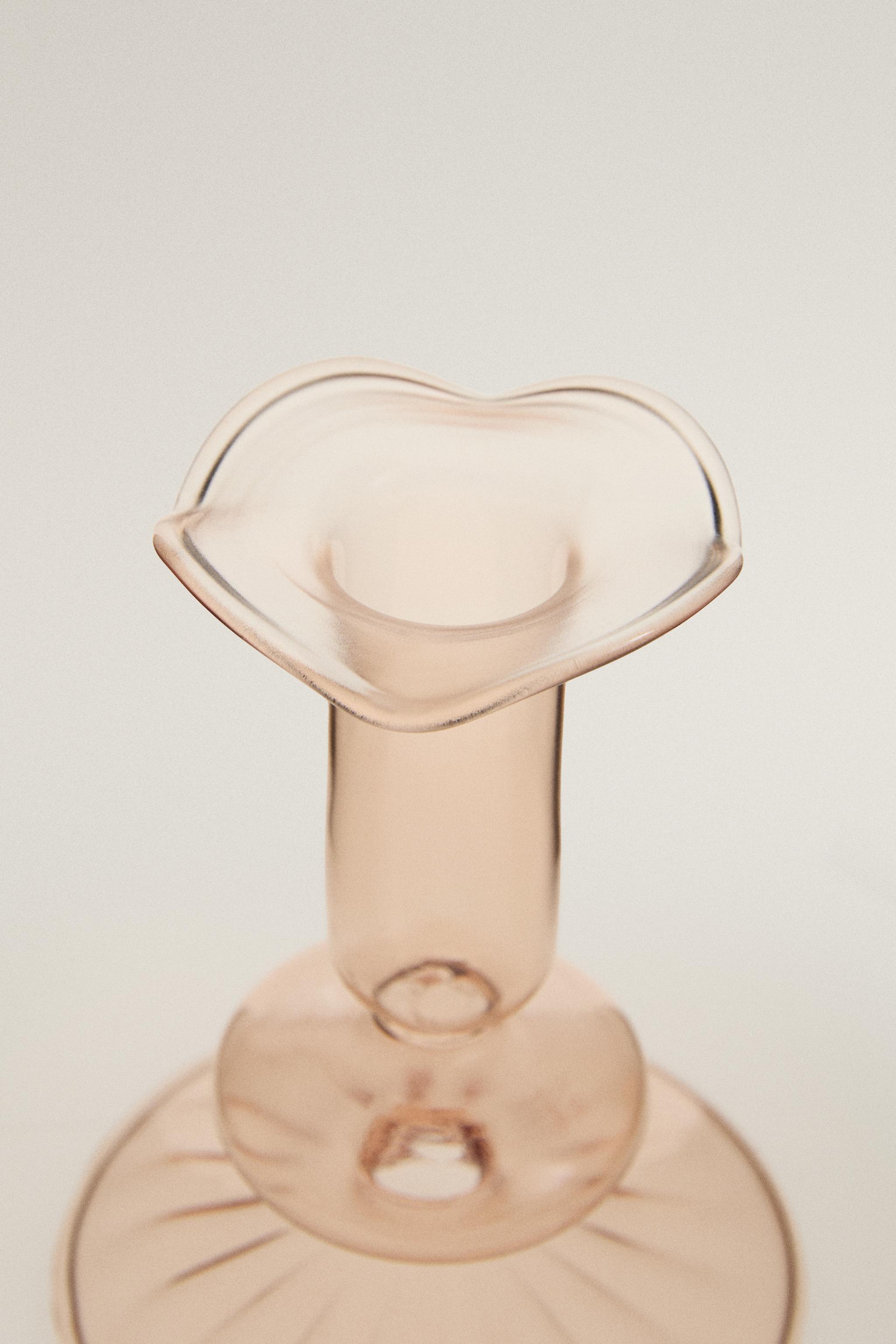 BOROSILICATE GLASS CANDLESTICK — Pink