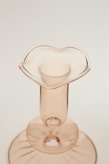 BOROSILICATE GLASS CANDLESTICK — Pink 2