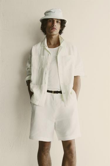 BERMUDA REGULAR FIT 100% LINO - Blanco de Zara