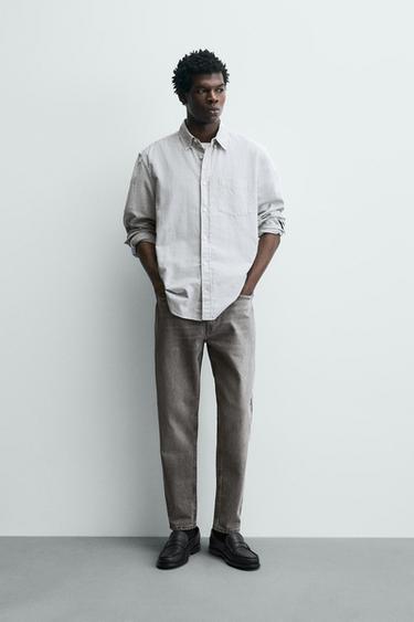 Zara SLIM TAPERED FIT JEANS - Gray
