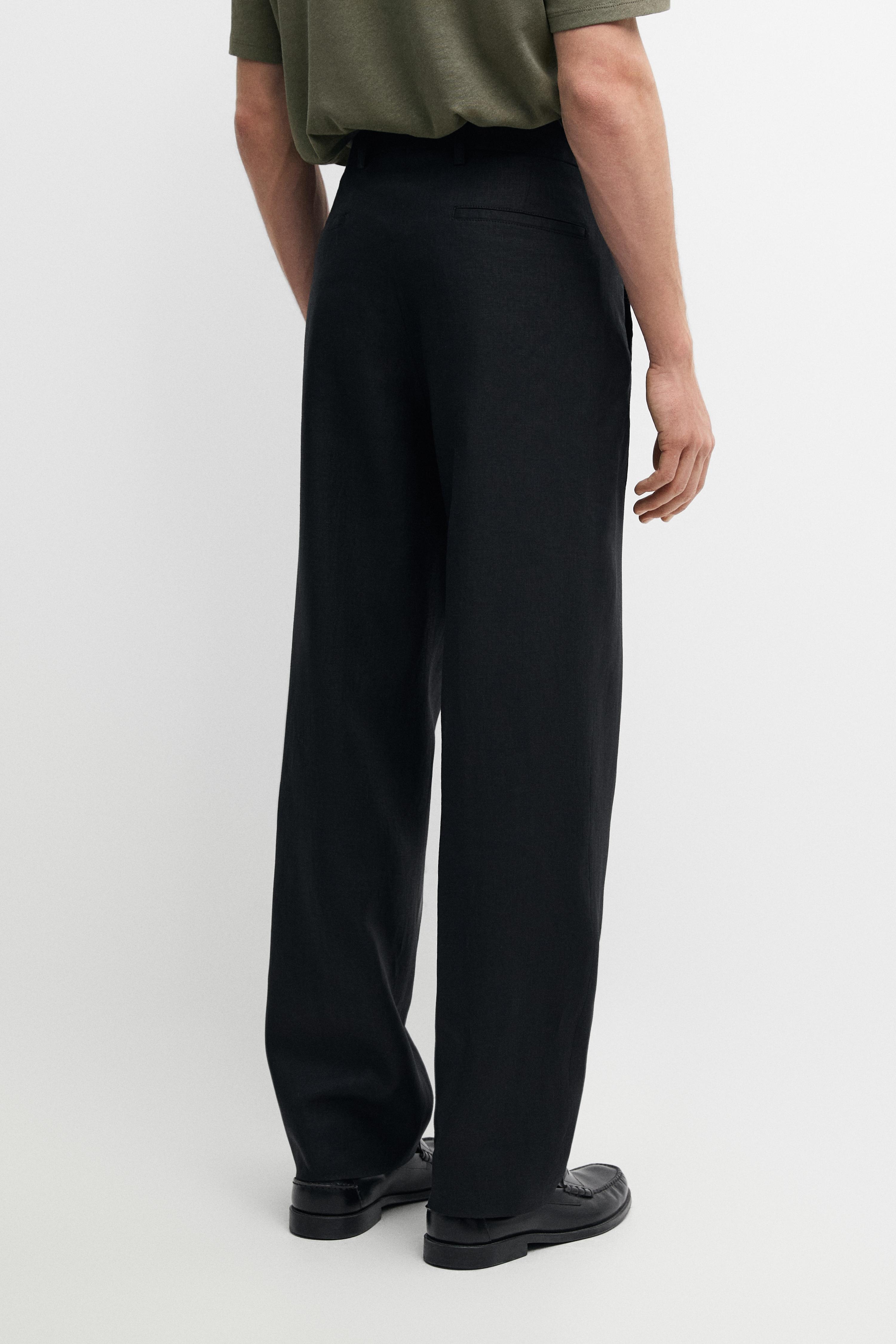 Tailored fit 100% linen suit trousers