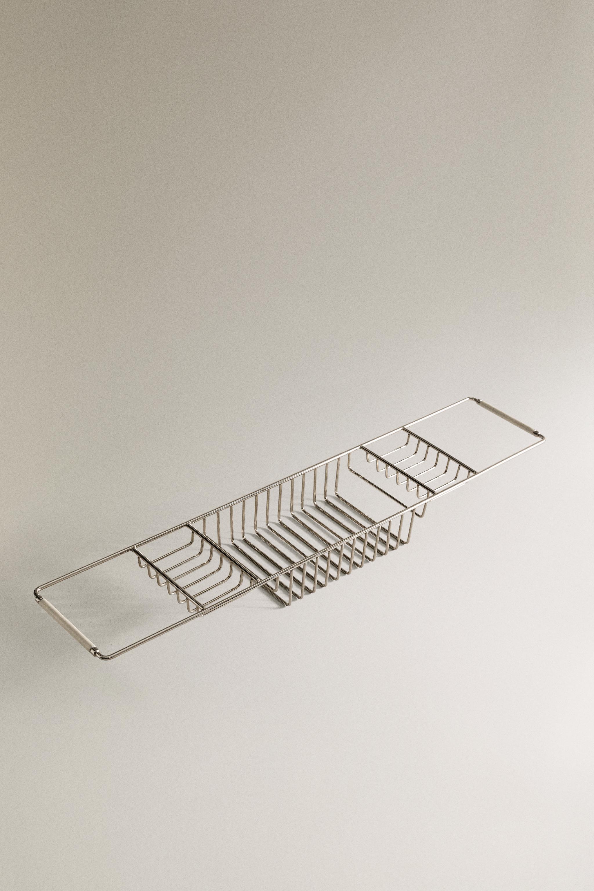 Support De Baignoire Extensible En Métal Et Marbre - Plateau Antidérapant, Gain De Place Salle De Bain