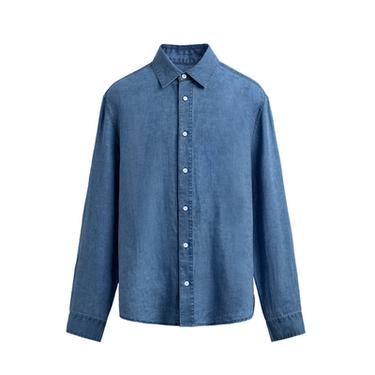 REGULAR FIT 100% LINEN SHIRT - Dark indigo by Zara