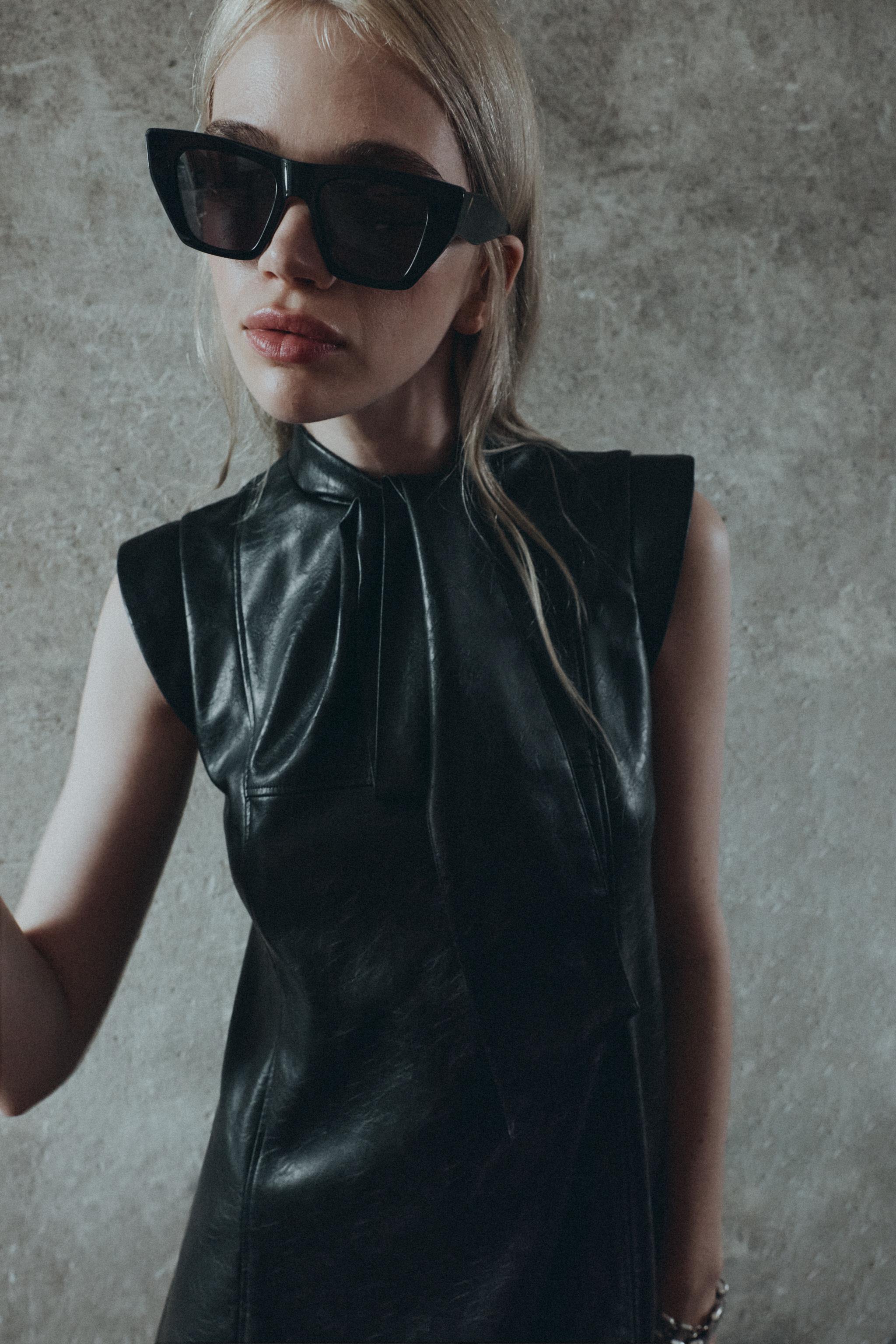 FAUX LEATHER MINI DRESS
