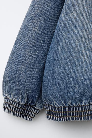 VESTE EN DENIM À CAPUCHE EN MOLLETON DÉTACHABLE - Bleu de Zara - Image 5