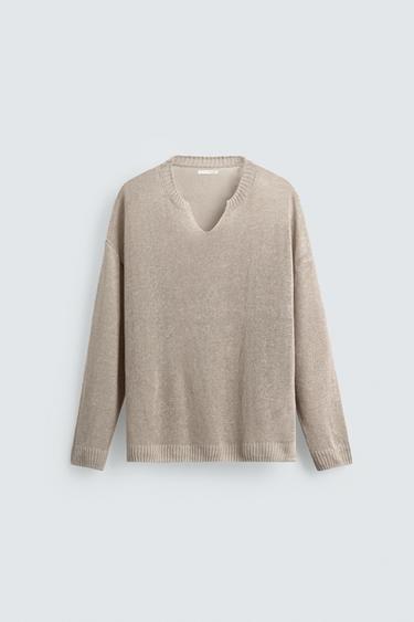 PULL COUPE DÉCONTRACTÉE 100% LIN - Beige clair de Zara - Image 0