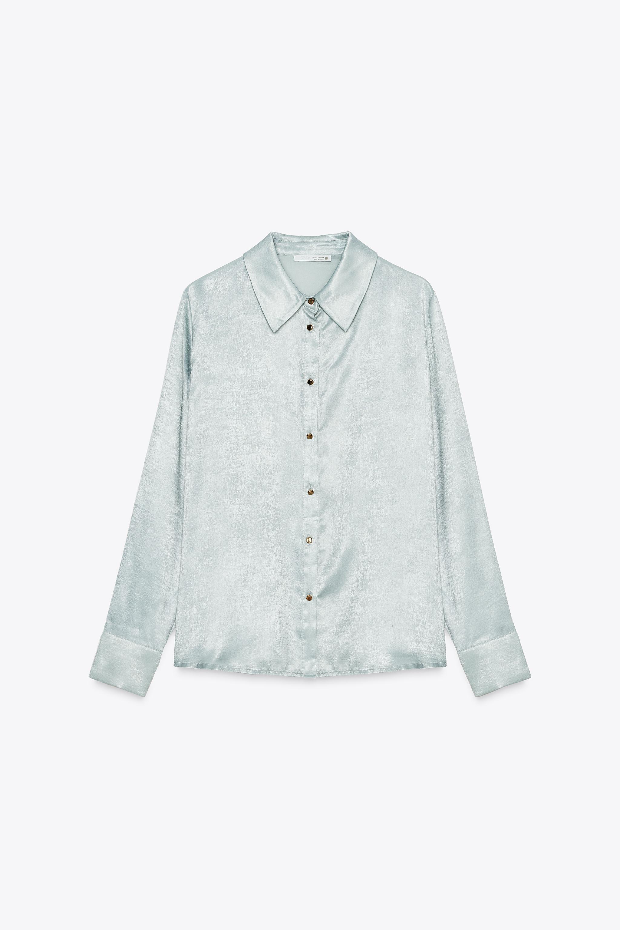ブラウス シャツ W button satin shirt レディース ニッセン 事務服 ブラウス レディース 胸ギャザー パウダー