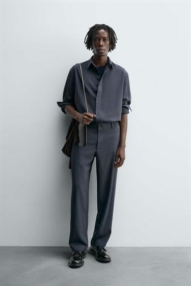 RELAXED FIT FLOWING TROUSERS - Navy blue by Zara
