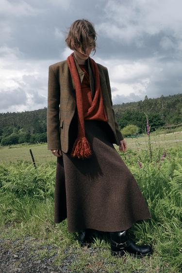 ZW COLLECTION WOOL HOUNDSTOOTH LAYERED SKIRT - Multicoloured by Zara