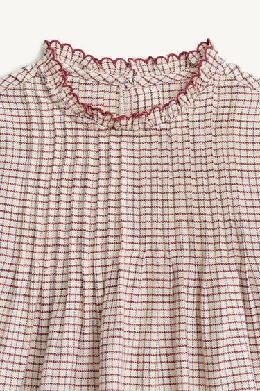 BLOUSE À CARREAUX VICHY BRODÉE ÉDITION LIMITÉE - bordeaux/écru de Zara - Image 6