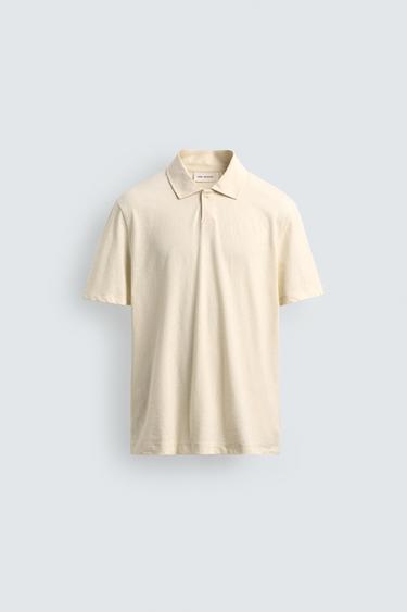 ÁO POLO COTTON - LINEN DÁNG REGULAR FIT - Kem từ Zara